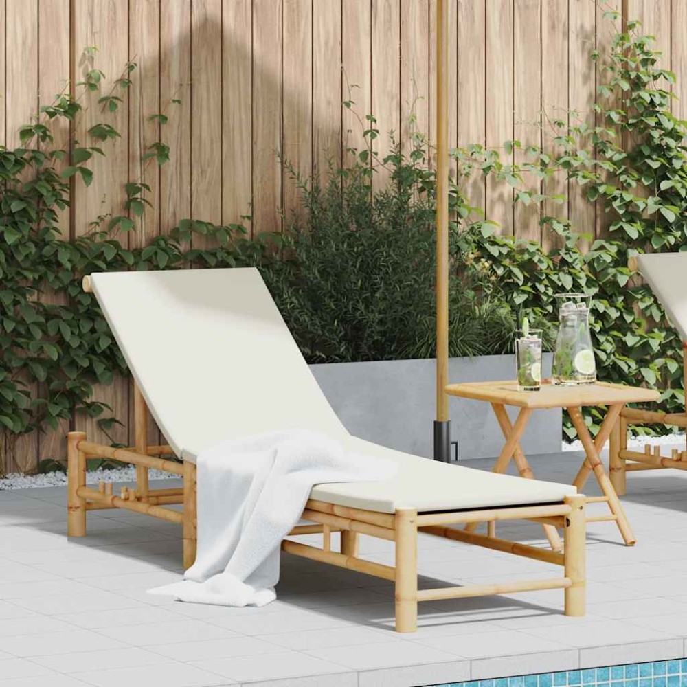 vidaXL Sezlong cu perne 55x199x30 cm bambus
