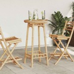 vidaXL Masă de bar pentru exterior rotundă Ø55x100 cm din bambus vidaXL Masă de bar pentru exterior rotundă Ø55x100 cm din bambus