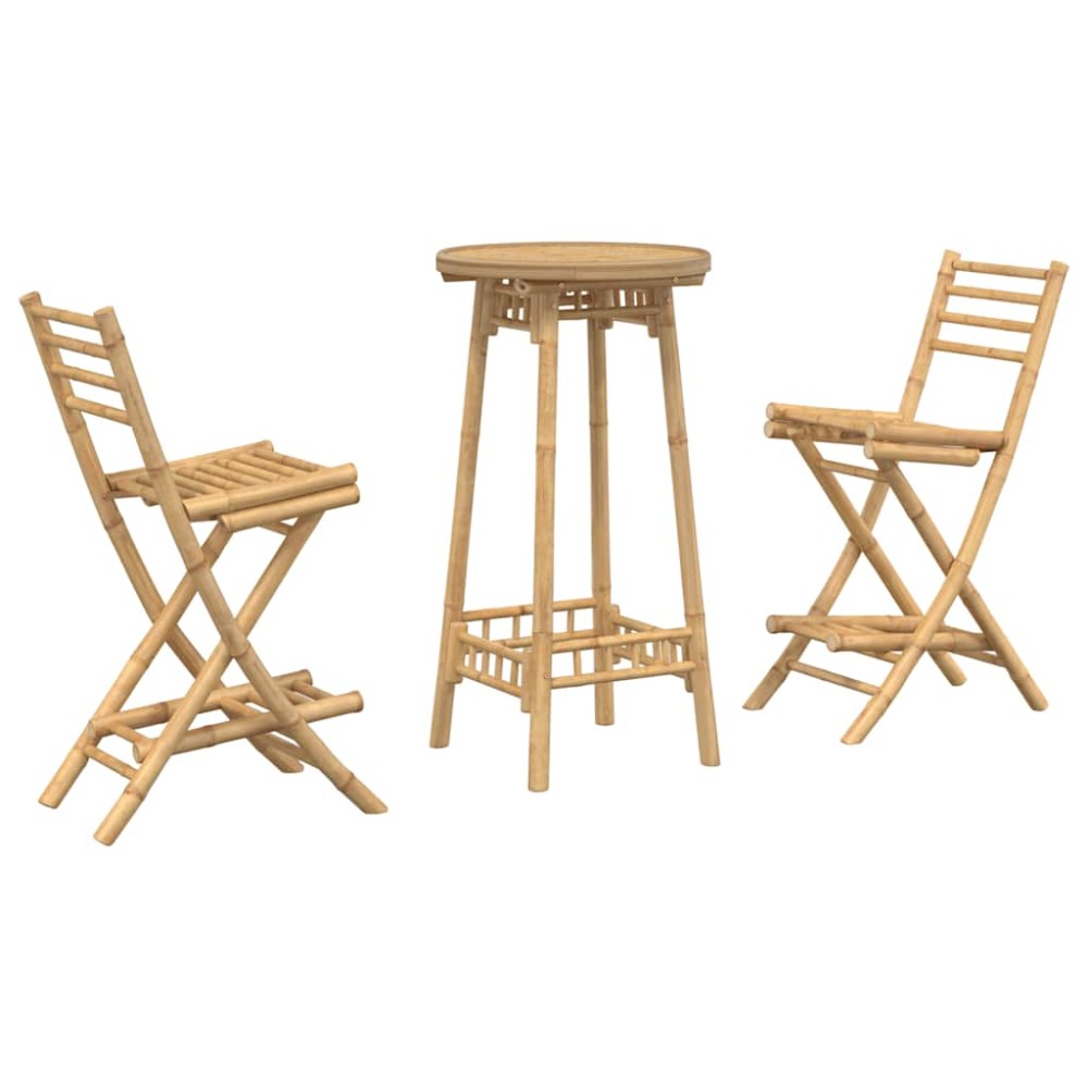 vidaXL Set bar de exterior 3 piese pliabil din bambus