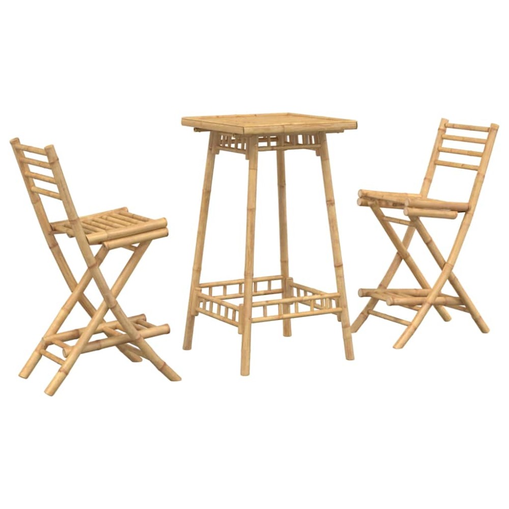 vidaXL Set bar de exterior 3 piese pliabil din bambus