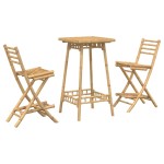 vidaXL Set bar de exterior 3 piese pliabil din bambus vidaXL Set bar de exterior 3 piese pliabil din bambus