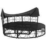 vidaXL Pat șezlong pentru exterior cu baldachin, negru, poliratan vidaXL Pat șezlong pentru exterior cu baldachin, negru, poliratan