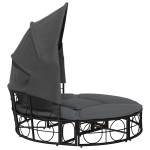 vidaXL Pat șezlong pentru exterior cu baldachin, negru, poliratan vidaXL Pat șezlong pentru exterior cu baldachin, negru, poliratan