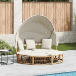 vidaXL Pat Lounge în aer liber cu baldachin și perne Poly Rattan vidaXL Pat Lounge în aer liber cu baldachin și perne Poly Rattan