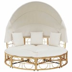 vidaXL Pat Lounge în aer liber cu baldachin și perne Poly Rattan vidaXL Pat Lounge în aer liber cu baldachin și perne Poly Rattan