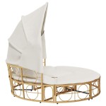 vidaXL Pat Lounge în aer liber cu baldachin și perne Poly Rattan vidaXL Pat Lounge în aer liber cu baldachin și perne Poly Rattan