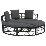 vidaXL Pat de lounge pentru exterior fără baldachin Poly Rattan negru vidaXL Pat de lounge pentru exterior fără baldachin Poly Rattan negru