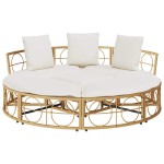vidaXL Pat lounge pentru exterior fără baldachin Poly Rattan
