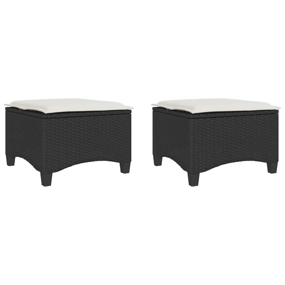 vidaXL Scaune de grădină cu perne 2 buc Negru 55x55x36 cm Poly Ratan