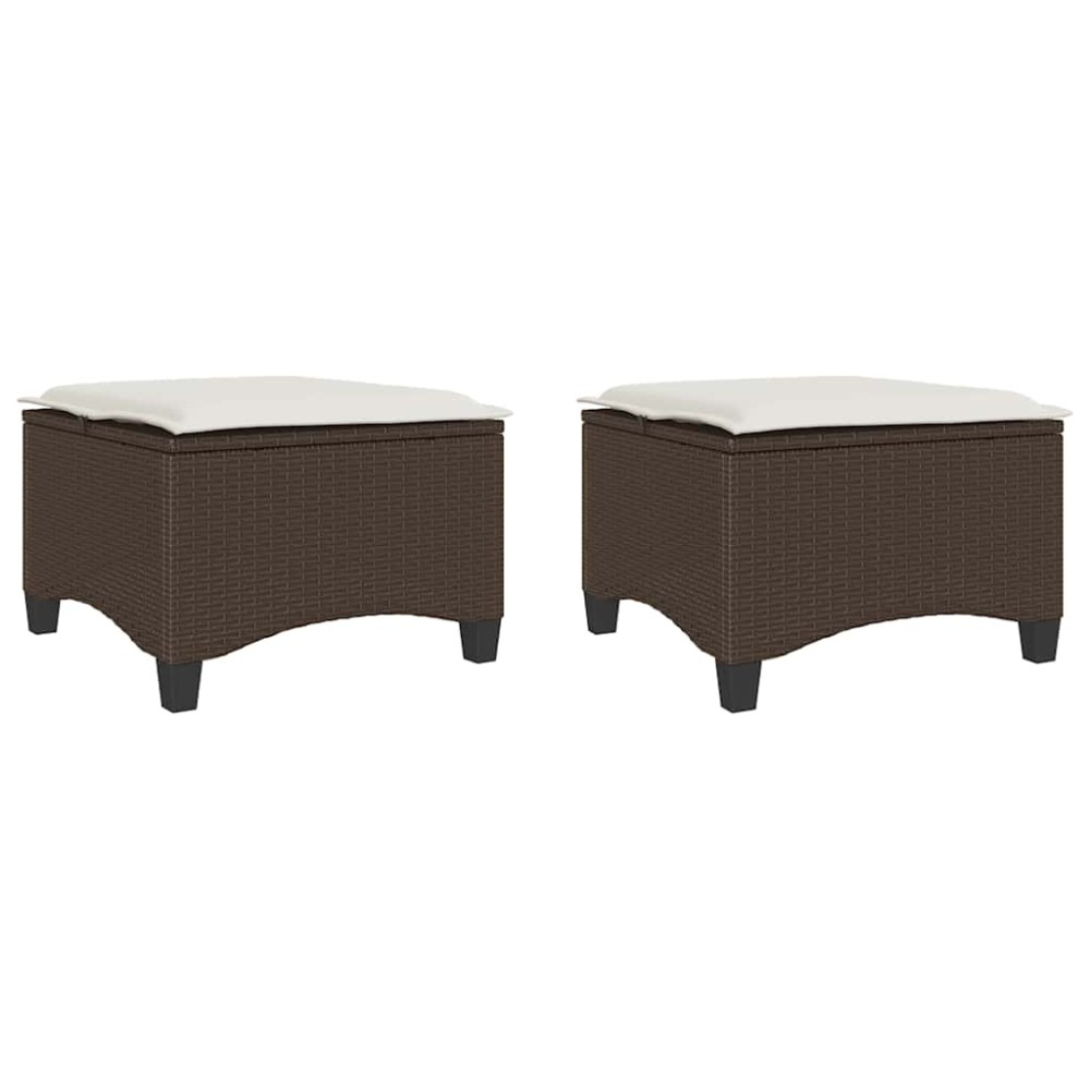 vidaXL Scaune de grădină cu perne 2 buc Maro 55x55x36 cm Poly Ratan