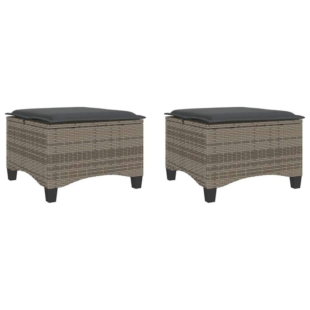 vidaXL Scaune de grădină cu perne 2 buc Gri 55x55x36 cm Poly Ratan