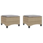 vidaXL Scaune de grădină cu perne 2 buc Bej 55x55x36 cm Poly Ratan vidaXL Scaune de grădină cu perne 2 buc Bej 55x55x36 cm Poly Ratan