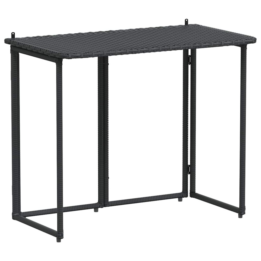 vidaXL Masă pliabilă de grădină neagră 90x51x75 cm Poly Ratan