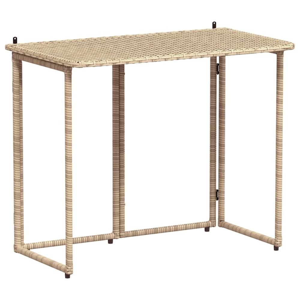 vidaXL Masă pliabilă de grădină bej 90x51x75 cm Poly Ratan