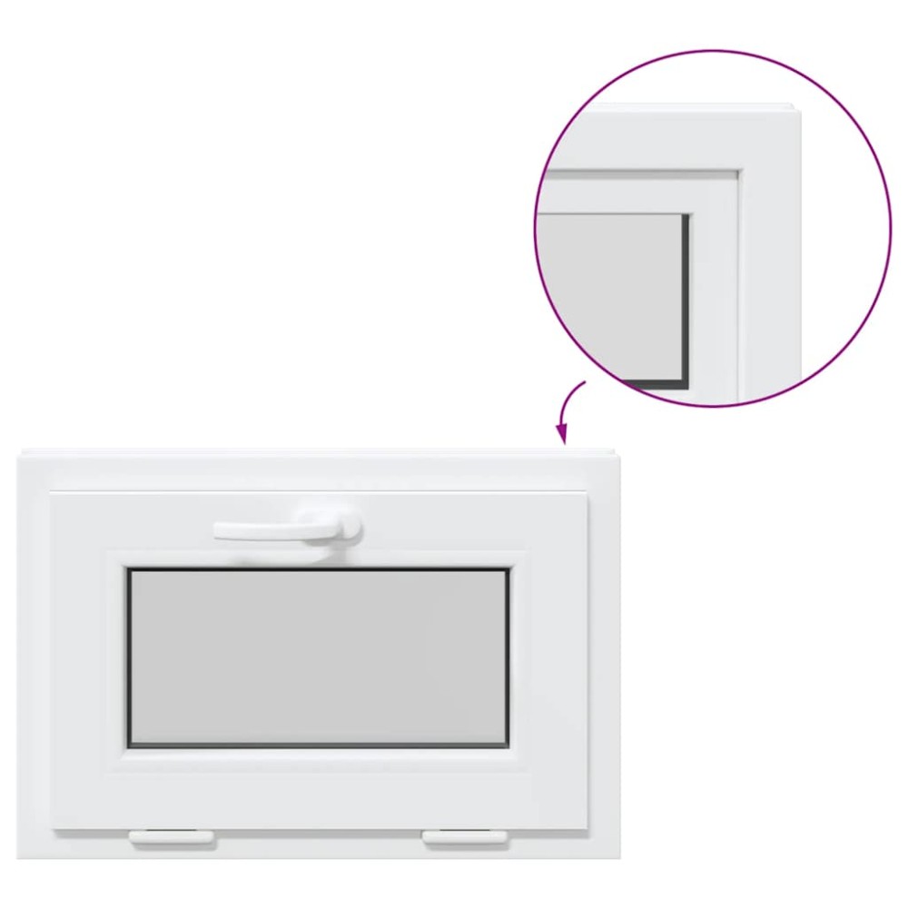 vidaXL Fereastră de subsol „RISOR” 60x40 cm înclinat 3 geam alb