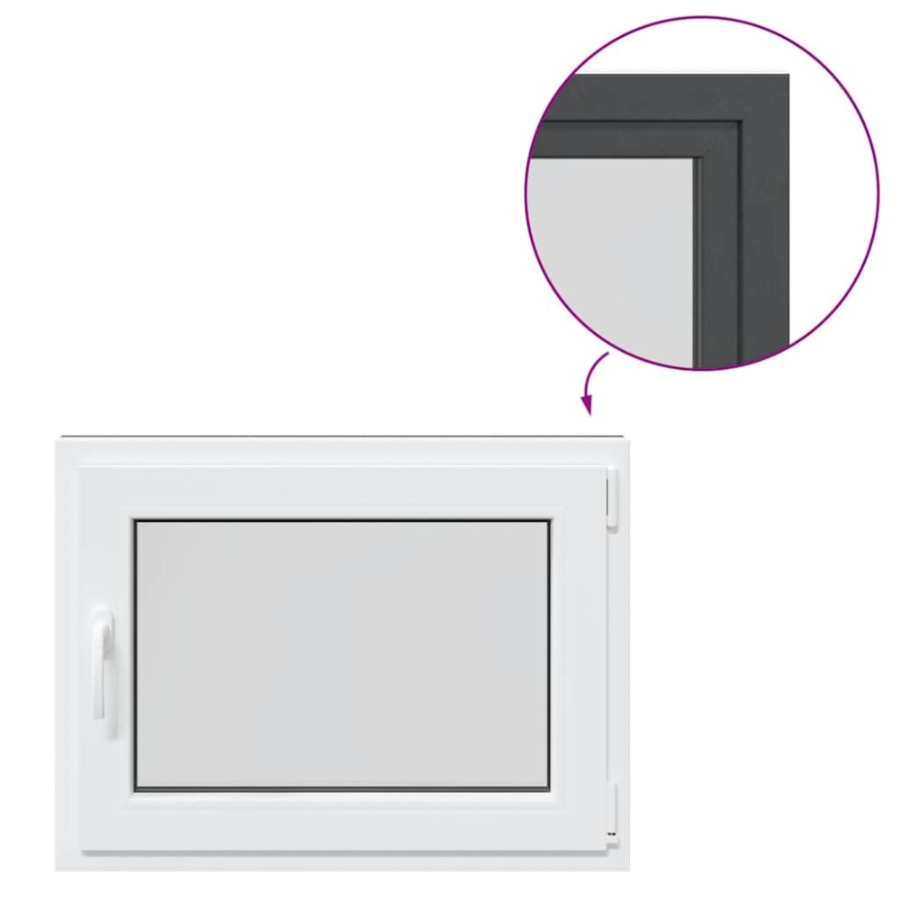 vidaXL Fereastră de subsol „RISOR” 80x50 cm oscilo-batantă DIN dreapta antracit