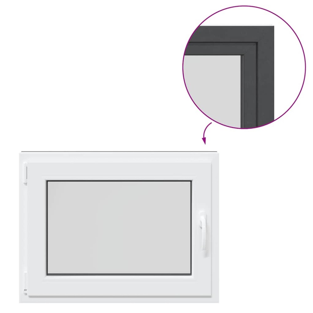vidaXL Fereastră de subsol „RISOR” 80x50 cm oscilo-batantă DIN stânga antracit