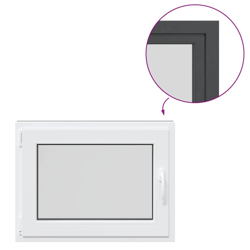 vidaXL Fereastră de subsol „RISOR” 80x60 cm oscilo-batantă DIN stânga antracit