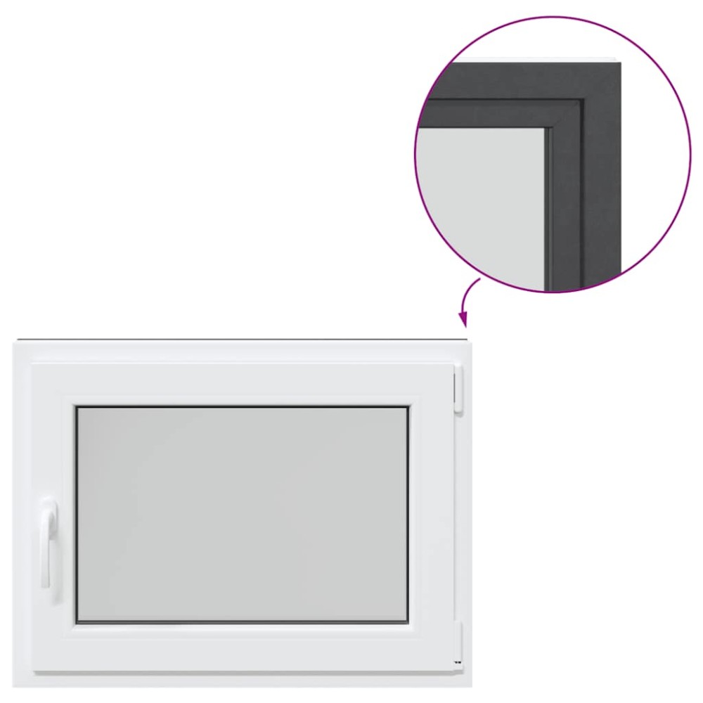 vidaXL Fereastră de subsol „RISOR” 80x50 cm oscilo-batantă DIN dreapta antracit