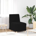 vidaXL Canapea Scaun fără brațe negru 55 cm țesătură ondulată ca lână vidaXL Canapea Scaun fără brațe negru 55 cm țesătură ondulată ca lână