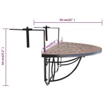 vidaXL Masă de balcon suspendată, cărămiziu, mozaic
