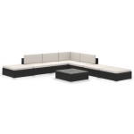 vidaXL Set mobilier de grădină cu perne, 8 piese, negru, poliratan vidaXL Set mobilier de grădină cu perne, 8 piese, negru, poliratan