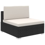 vidaXL Set mobilier de grădină cu perne, 8 piese, negru, poliratan vidaXL Set mobilier de grădină cu perne, 8 piese, negru, poliratan