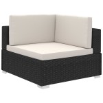 vidaXL Set mobilier de grădină cu perne, 8 piese, negru, poliratan vidaXL Set mobilier de grădină cu perne, 8 piese, negru, poliratan