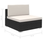 vidaXL Set mobilier de grădină cu perne, 8 piese, negru, poliratan vidaXL Set mobilier de grădină cu perne, 8 piese, negru, poliratan