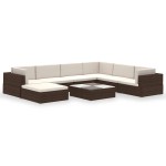 vidaXL Set mobilier de grădină cu perne, 8 piese, maro, poliratan vidaXL Set mobilier de grădină cu perne, 8 piese, maro, poliratan