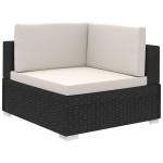 vidaXL Set mobilier de grădină cu perne, 8 piese, negru, poliratan vidaXL Set mobilier de grădină cu perne, 8 piese, negru, poliratan