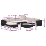 vidaXL Set mobilier de grădină cu perne, 8 piese, negru, poliratan vidaXL Set mobilier de grădină cu perne, 8 piese, negru, poliratan