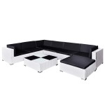 vidaXL Set mobilier de grădină cu perne, 8 piese, alb, poliratan
