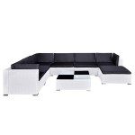 vidaXL Set mobilier de grădină cu perne, 8 piese, alb, poliratan