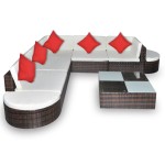 vidaXL Set mobilier de grădină cu perne, 8 piese, maro, poliratan vidaXL Set mobilier de grădină cu perne, 8 piese, maro, poliratan