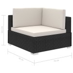 vidaXL Set mobilier de grădină cu perne, 8 piese, negru, poliratan vidaXL Set mobilier de grădină cu perne, 8 piese, negru, poliratan