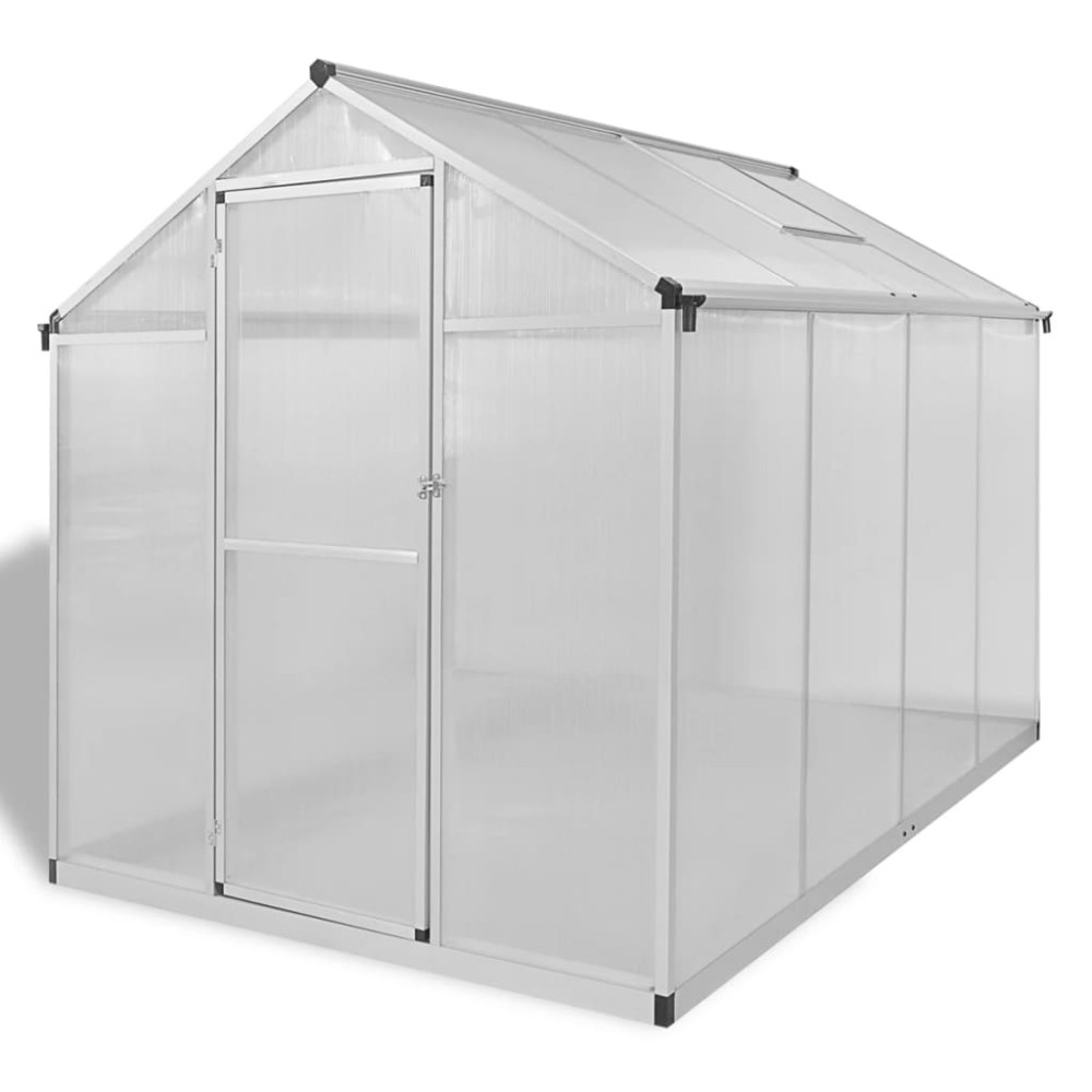 vidaXL Seră din aluminiu ranforsat cu cadru la bază, 4,6 m²