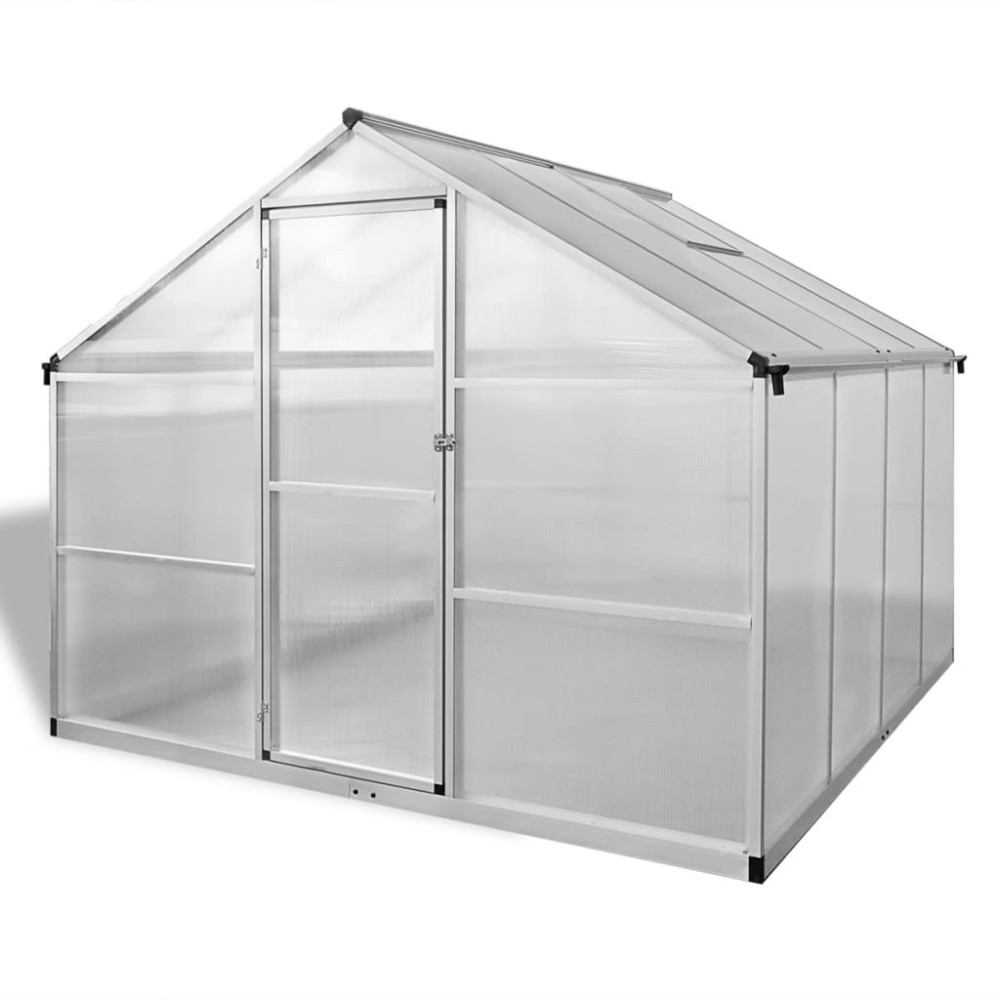 vidaXL Seră din aluminiu ranforsat cu cadru la bază, 6,05 m²
