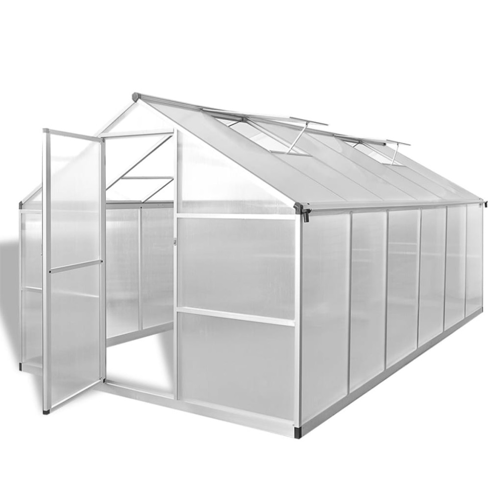 vidaXL Seră din aluminiu ranforsat cu cadru la bază, 9,025 m²
