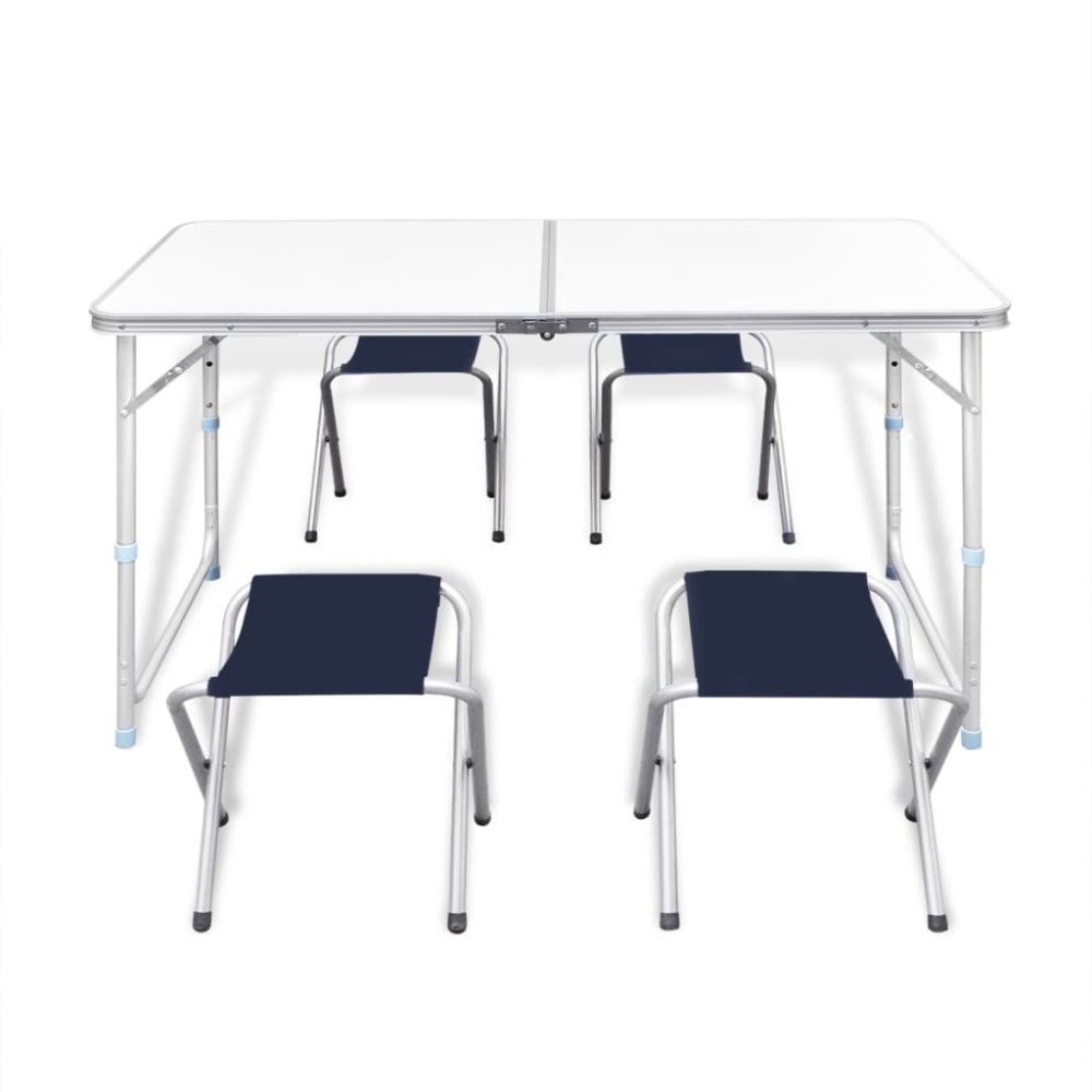 vidaXL Set camping masă reglabilă înălțime/4 scaune pliabile 120x60 cm