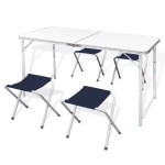 vidaXL Set camping masă reglabilă înălțime/4 scaune pliabile 120x60 cm vidaXL Set camping masă reglabilă înălțime/4 scaune pliabile 120x60 cm