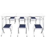 vidaXL Set masă de camping pliabilă cu 6 scaune, reglabil, 180x60 cm vidaXL Set masă de camping pliabilă cu 6 scaune, reglabil, 180x60 cm