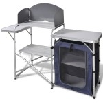 vidaXL Bucătărie de camping pliabilă, cu paravânt, aluminiu vidaXL Bucătărie de camping pliabilă, cu paravânt, aluminiu