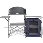 vidaXL Bucătărie de camping pliabilă, cu paravânt, aluminiu vidaXL Bucătărie de camping pliabilă, cu paravânt, aluminiu