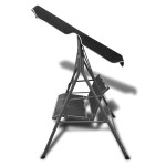 vidaXL Balansoar de grădină cu copertină, negru vidaXL Balansoar de grădină cu copertină, negru