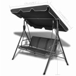 vidaXL Balansoar de grădină cu copertină, negru vidaXL Balansoar de grădină cu copertină, negru