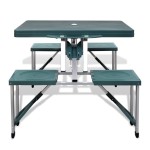 vidaXL Set camping masă/4 scaune pliabile, verde deschis, aluminiu vidaXL Set camping masă/4 scaune pliabile, verde deschis, aluminiu