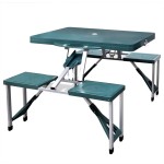 vidaXL Set camping masă/4 scaune pliabile, verde deschis, aluminiu vidaXL Set camping masă/4 scaune pliabile, verde deschis, aluminiu
