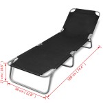 vidaXL Șezlong pliabil, negru, oțel vopsit electrostatic