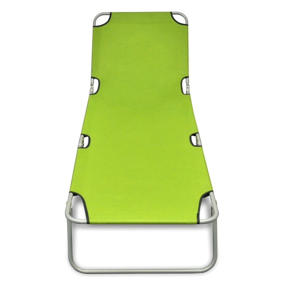 vidaXL Șezlong pliabil, verde măr, oțel vopsit electrostatic
